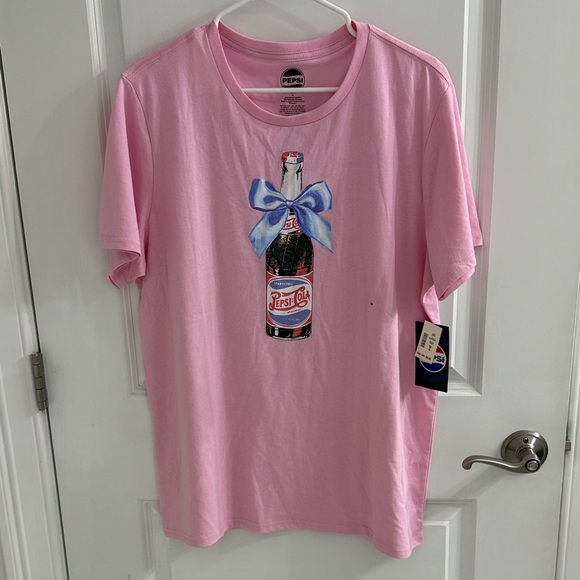 Pepsi Pink Blue Bow Graphic Oversized T-Shirt - Picture 4 of 4